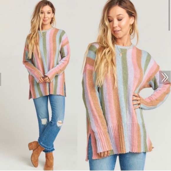 Show Me Your Mumu Oversized Striped Elodie Sweater XS S - Picture 1 of 9
